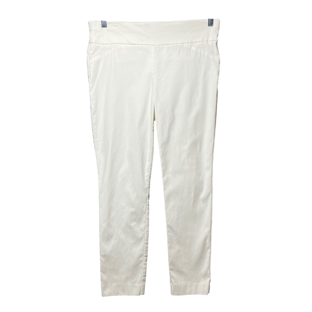 Jones Studio Womens 8P White Pull On Straight Leg Stretch Dress Pants‎ Petite